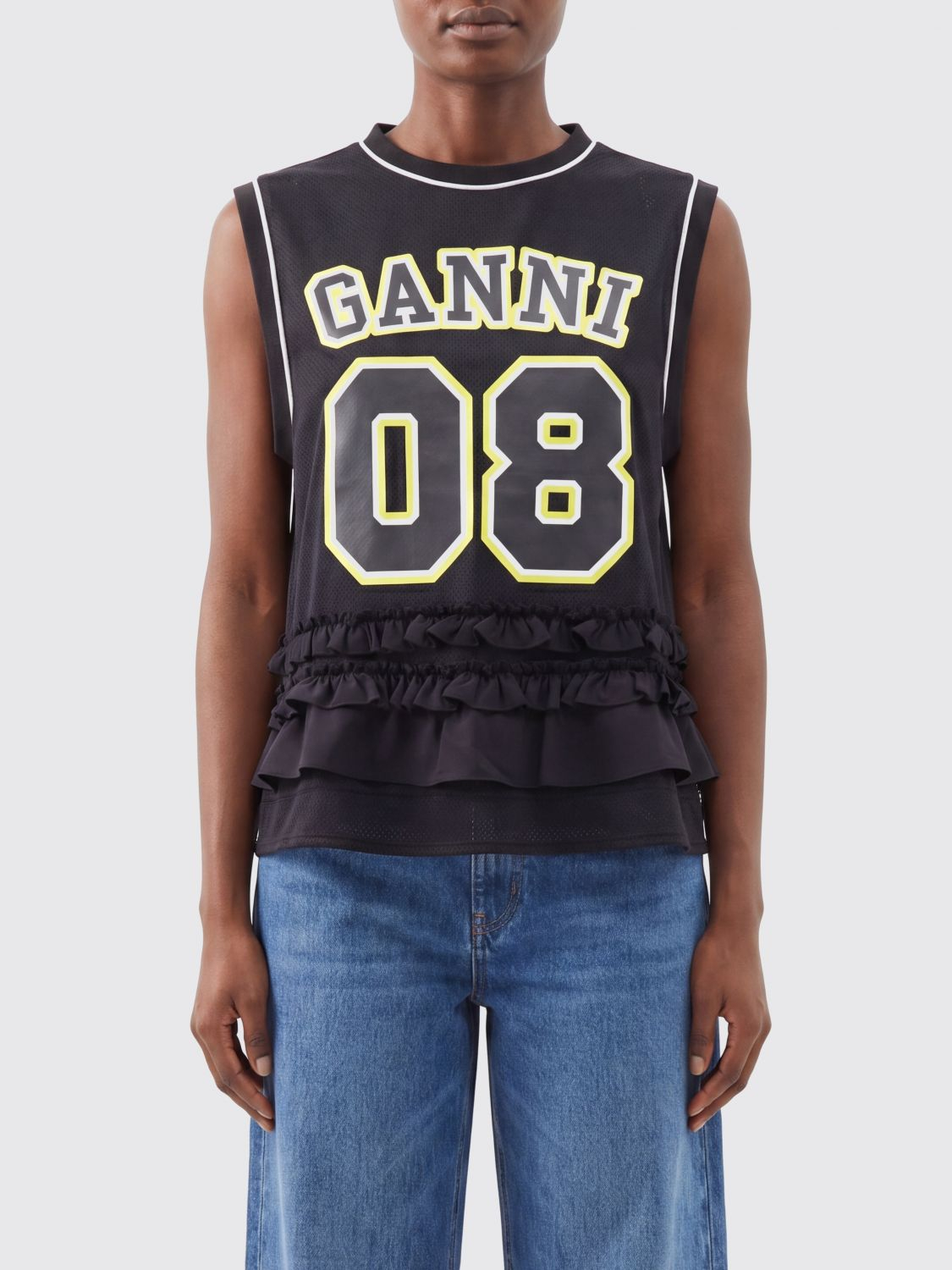 [GANNI] T-shirts Sleeveless FW26 A1050225 099