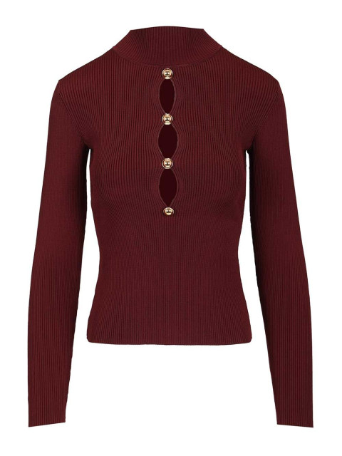 [Self-portrait] Knitwear SS26 RS26-138T-BUBURGUNDY
