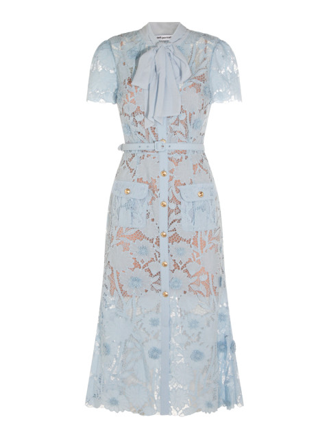 [Self - portrait] Short sleeve dress FW26 PF26111MBLBLUE