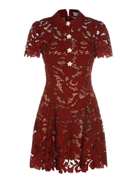[Self - portrait] Short sleeve dress FW26 PF26111SABUBURGUNDY