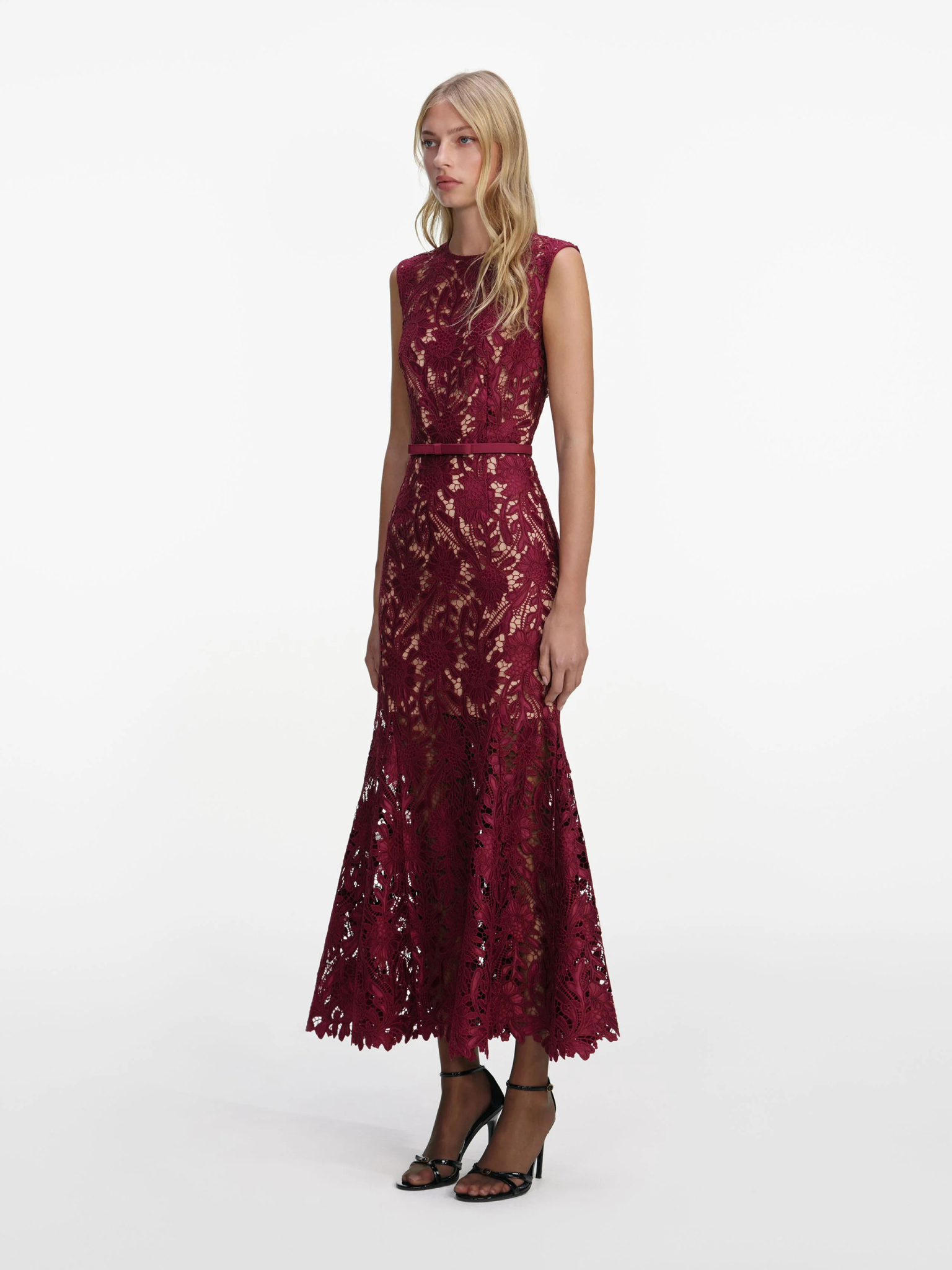 [SELF PORTRAIT] Sleeveless dress SS26 RS26167MABUBURGUNDY