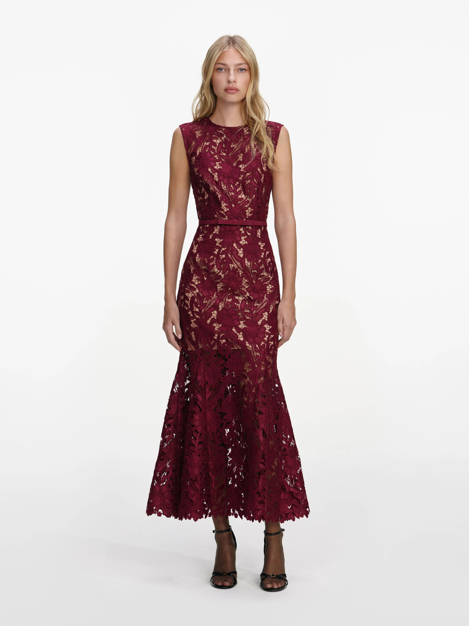 [SELF PORTRAIT] Sleeveless dress SS26 RS26167MABUBURGUNDY