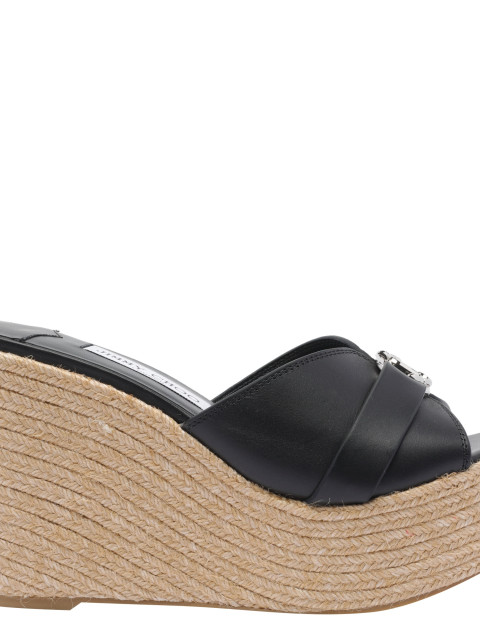 [Jimmy Choo] Sandals FW26 LEDA WEDGE 100FDZBLACK/SILVER