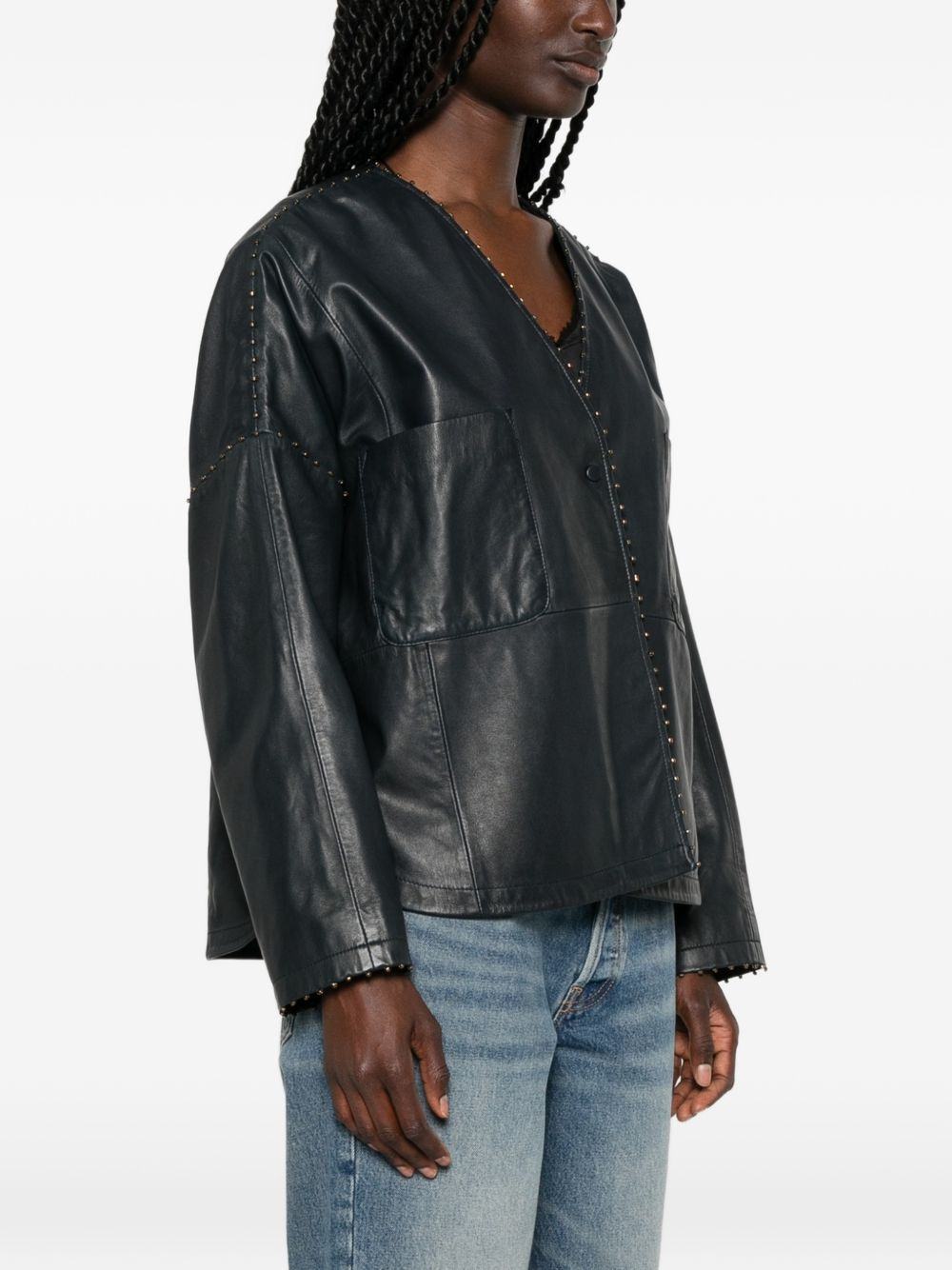 [Forte Forte] Leather Jacket FW26 15011MYJACKETPETROLE