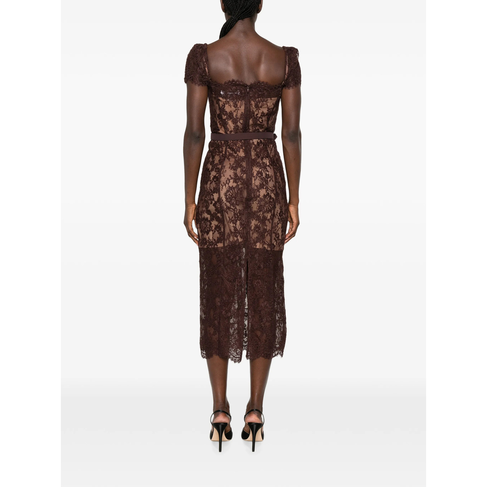 [Self-portrait] Short sleeve dress FW26 PF26-099MA-BR  BROWN