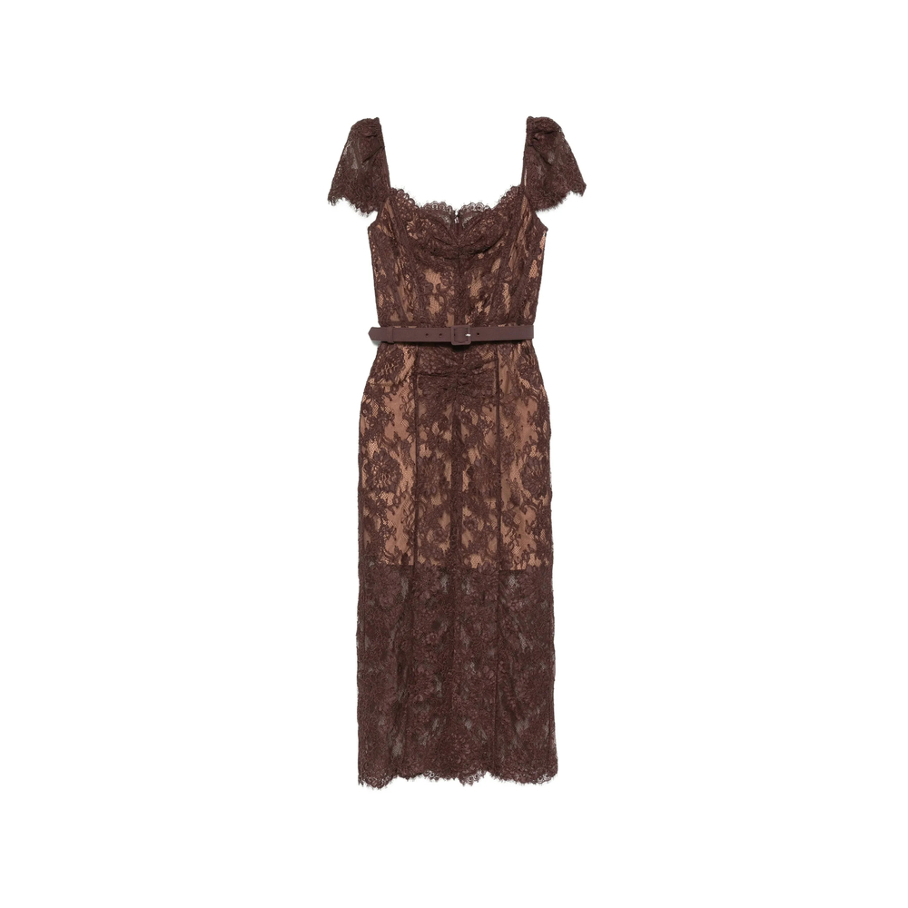 [Self-portrait] Short sleeve dress FW26 PF26-099MA-BR  BROWN