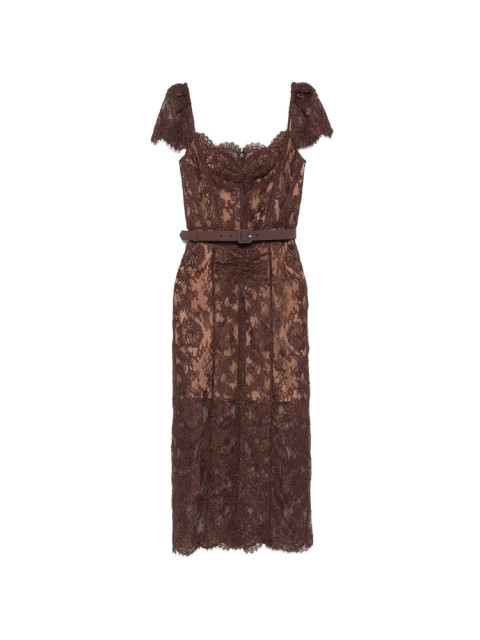 [Self-portrait] Short sleeve dress FW26 PF26-099MA-BR  BROWN