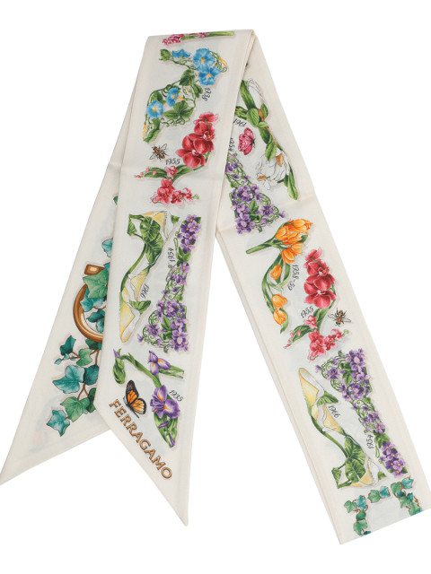 [Salvatore Ferragamo] Scarf FW26 795177321289AVORIO/AZZURRO