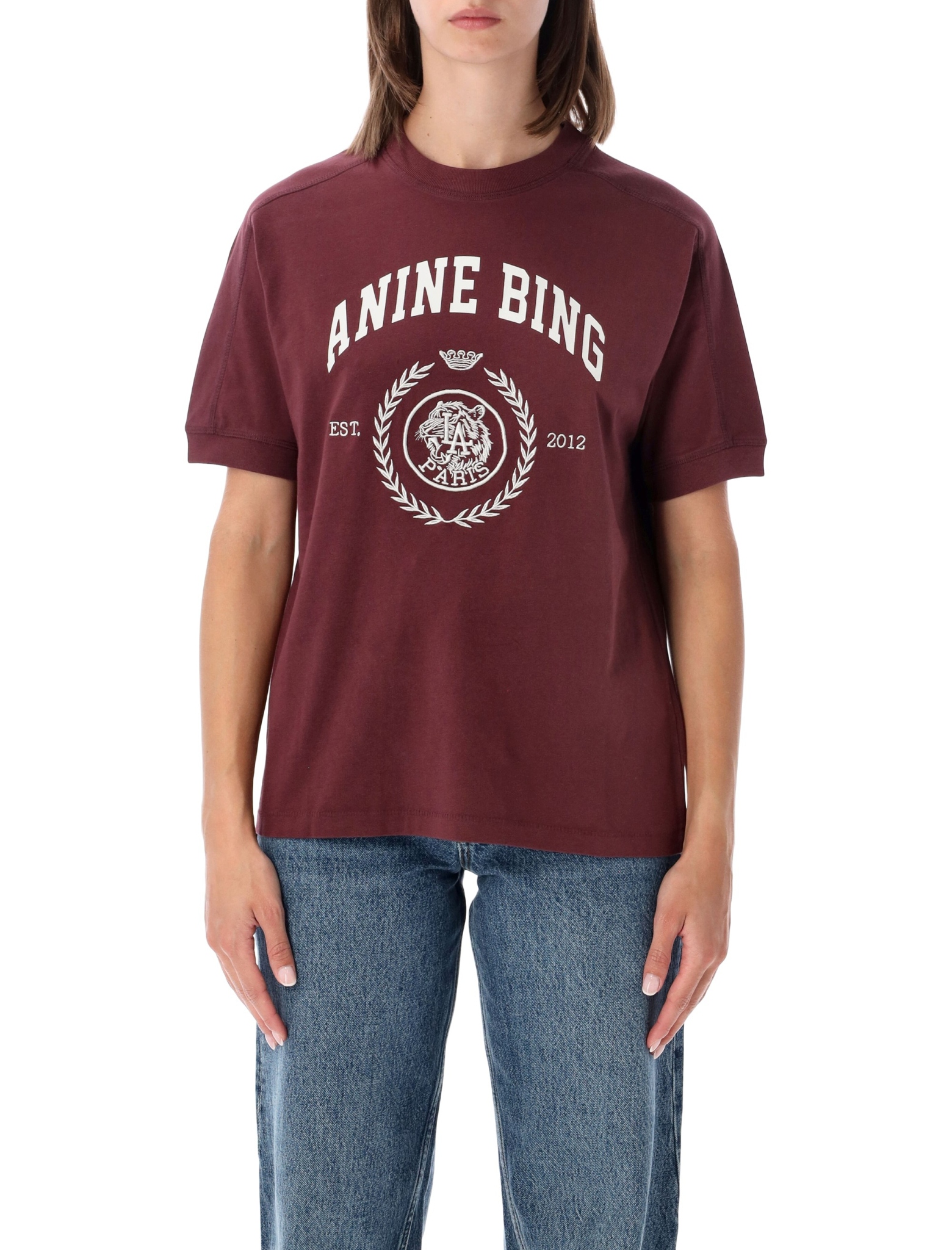[Anine Bing] T-shirts Short Sleeve FW26 A0812695BGN28BURGUNDY