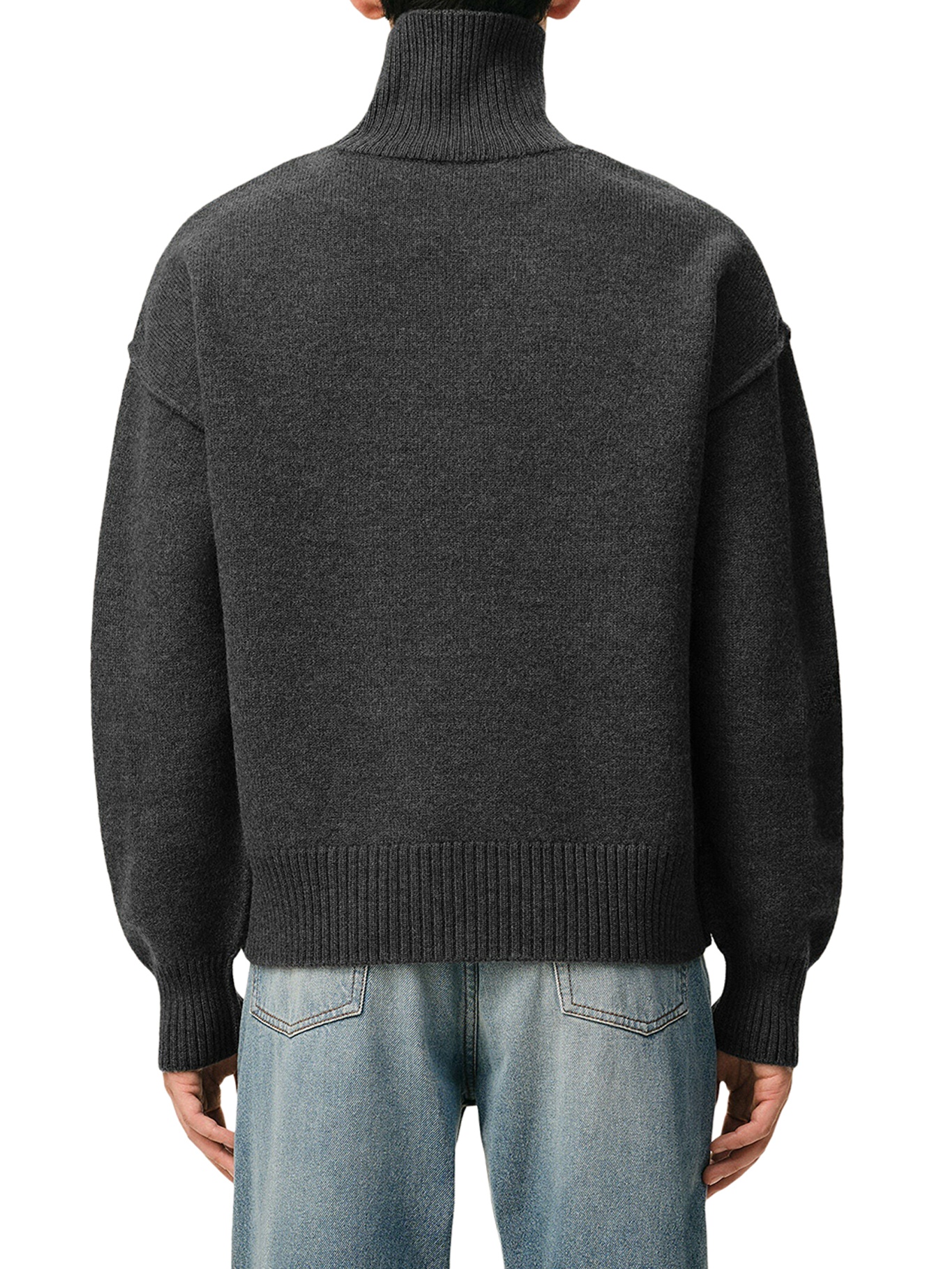 [Ami Paris] Knitwear FW26 UKS839018084 GRIS CHINE ROUGE