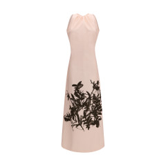 Petunia long Dress in cotton and viscose duchesse