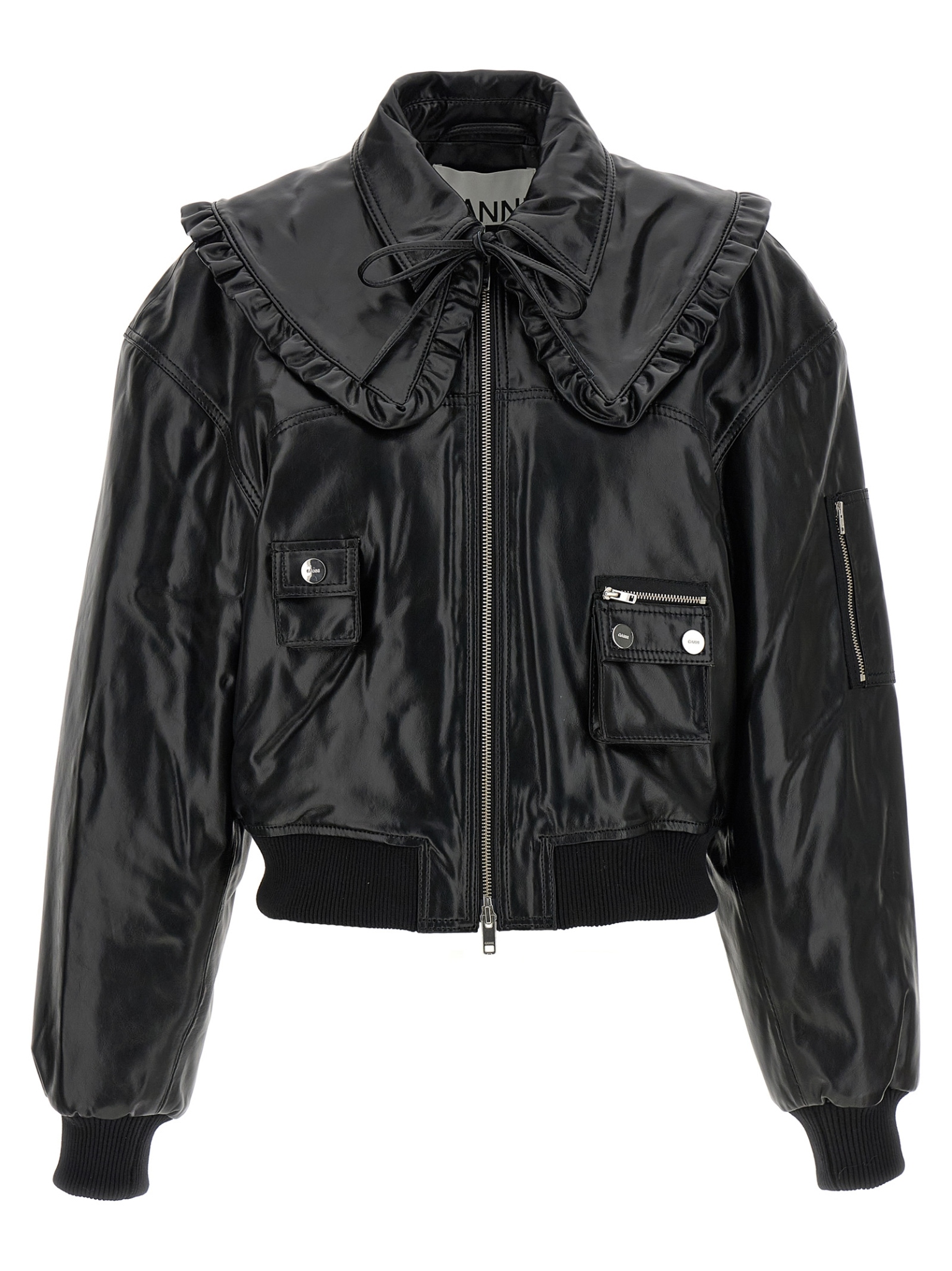 [GANNI] Leather Jacket SS26 A1010059099
