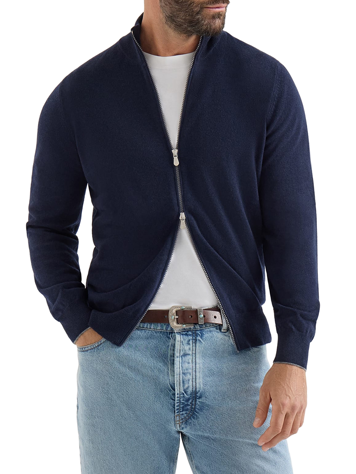 [Brunello Cucinelli] Cardigan FW26 M2200106CW425 NAVY MEDIUM GREY