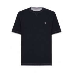 [Brunello Cucinelli] T-shirts Short Sleeve FW26 M0B137451GCHM51 NAVY MEDIUM GREY GRIGIO
