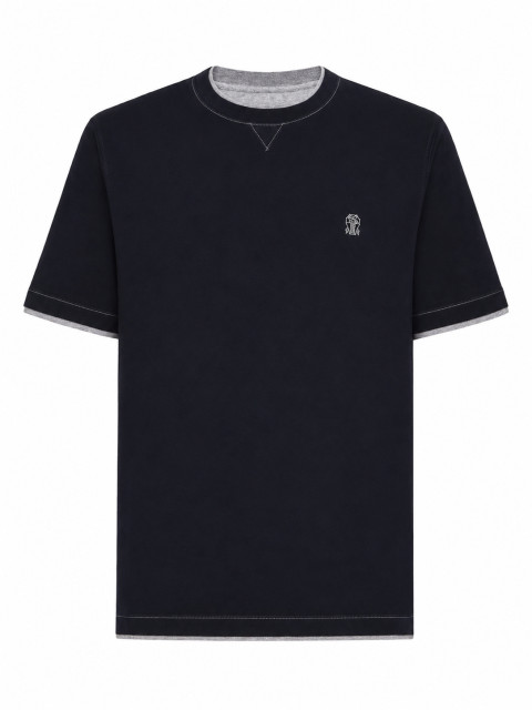 [Brunello Cucinelli] T-shirts Short Sleeve FW26 M0B137451GCHM51 NAVY MEDIUM GREY GRIGIO