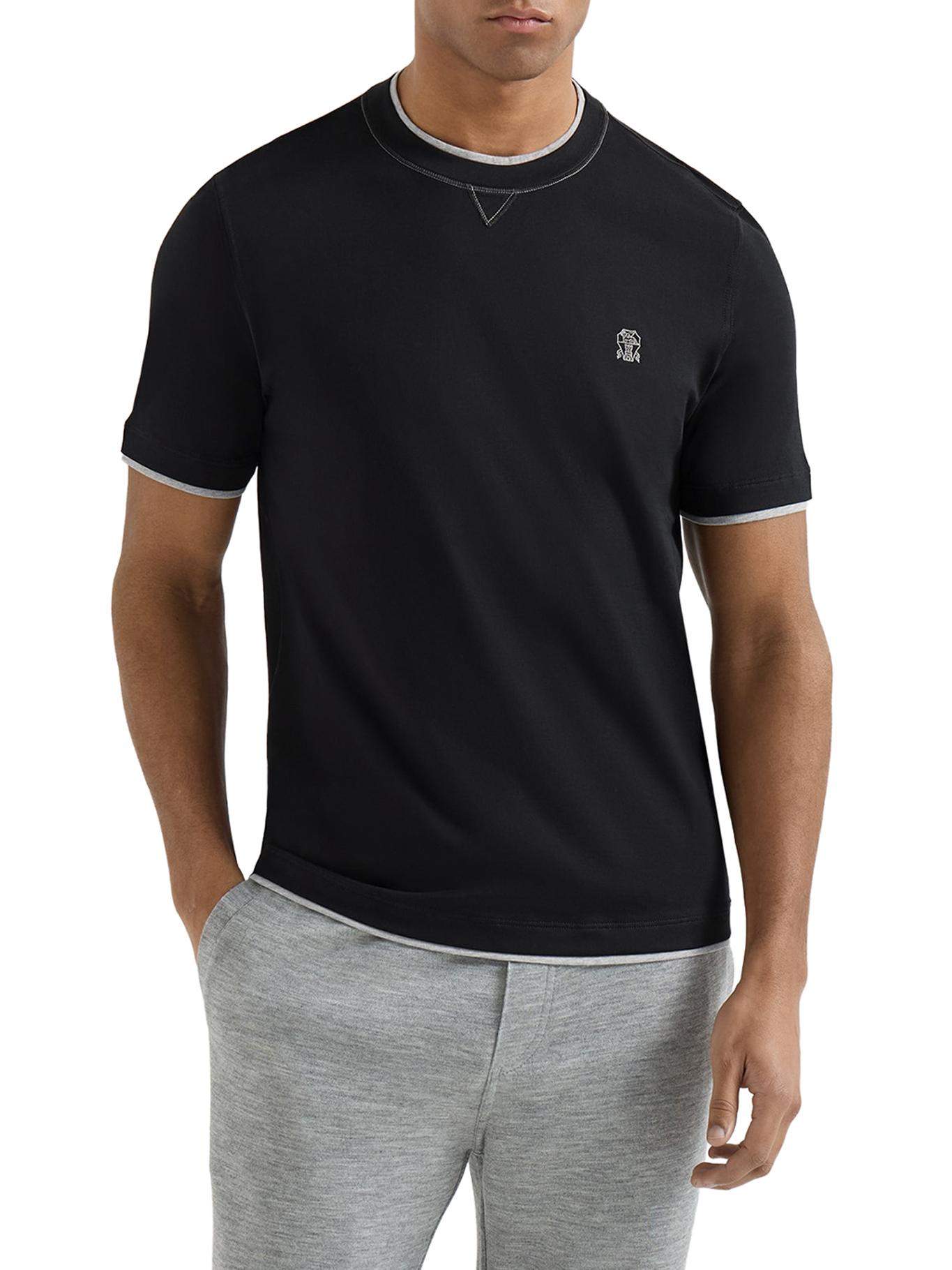 [Brunello Cucinelli] T-shirts Short Sleeve FW26 M0B137451GCQJ21 BLACK GRIGIO MEDIUM GREY