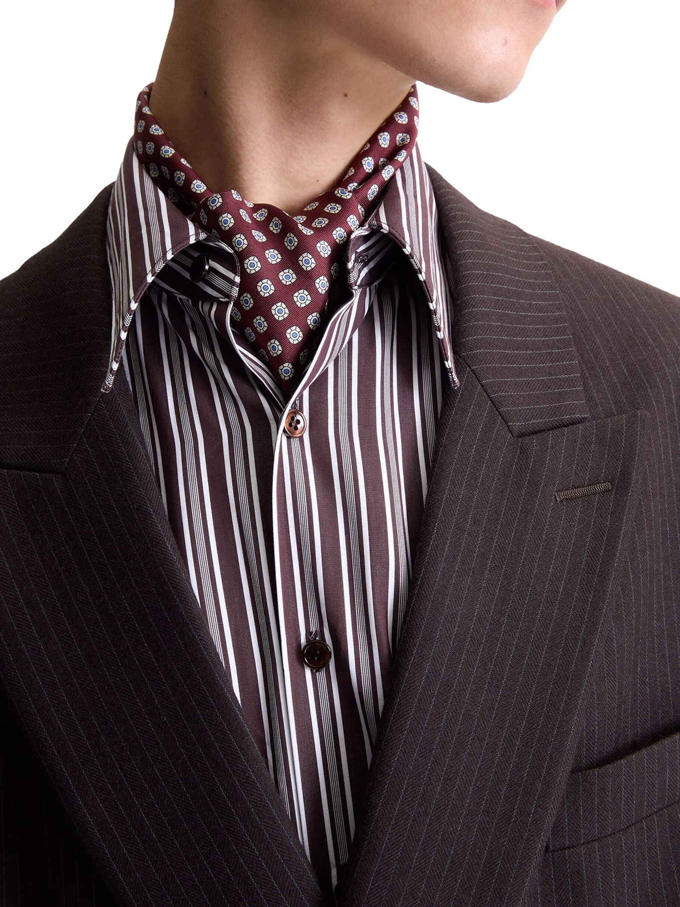 [Saint Laurent] Scarf FW26 8682563Y0016188 BORDEAUX MULTICOLOR