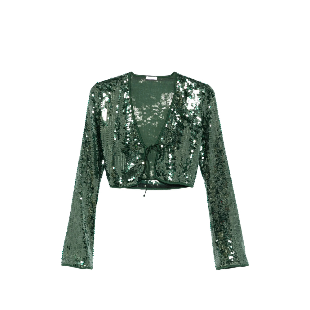 [OSEREE] Blouse SS26 MRS261 SEQUINS GREEN
