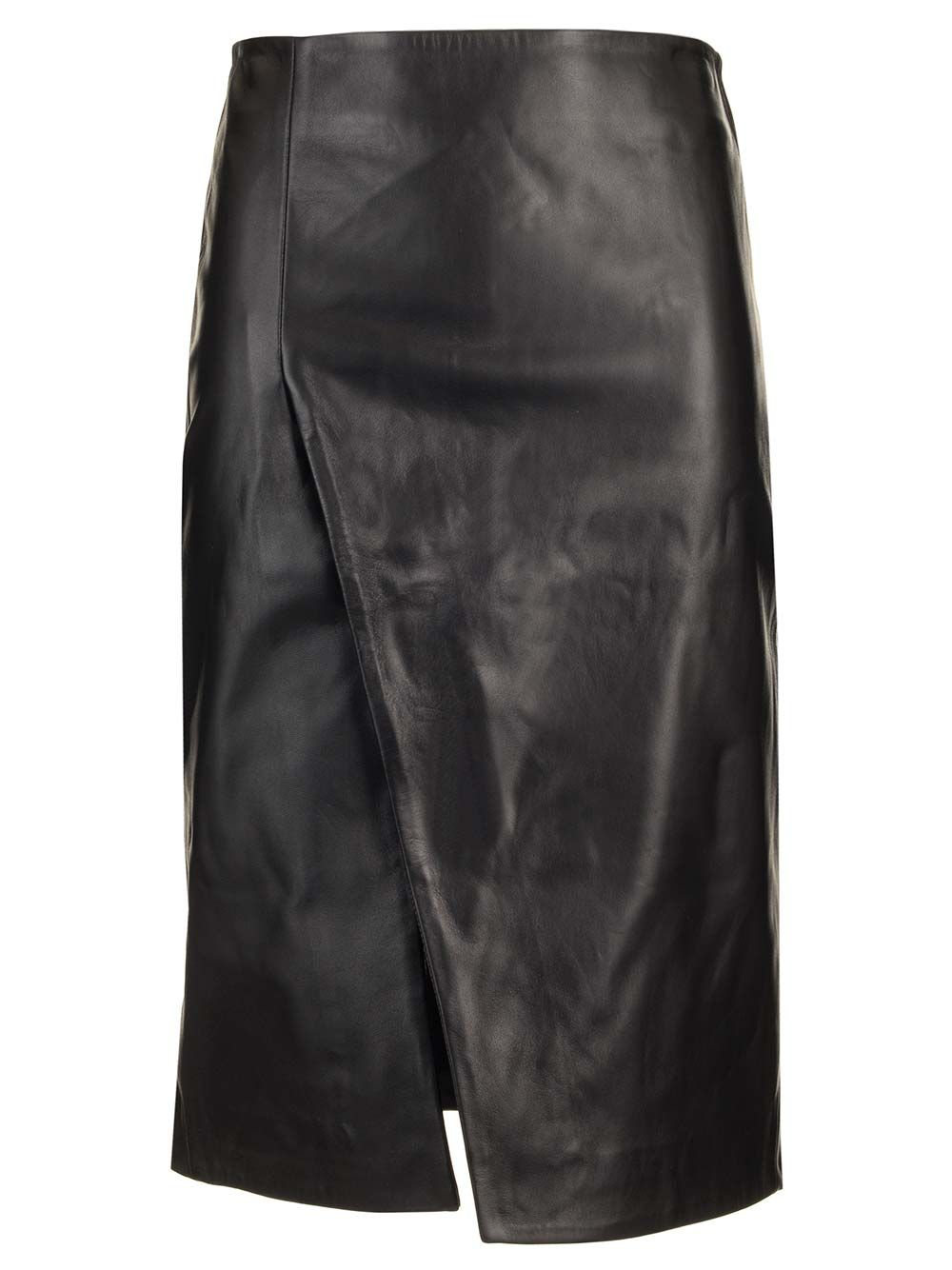 [LOULOU STUDIO] Midi skirt SS25 EKAREBLACK