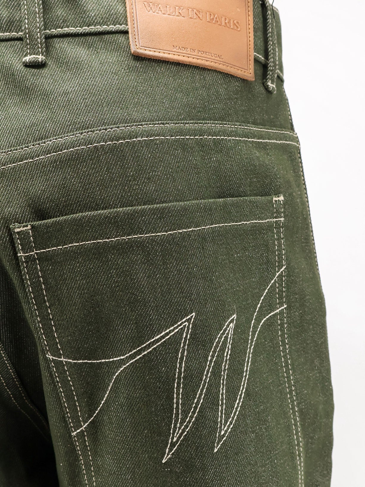 [WALK IN PARIS] Trousers SS26 GREENDENIMDOUBLEKNEEGREEN