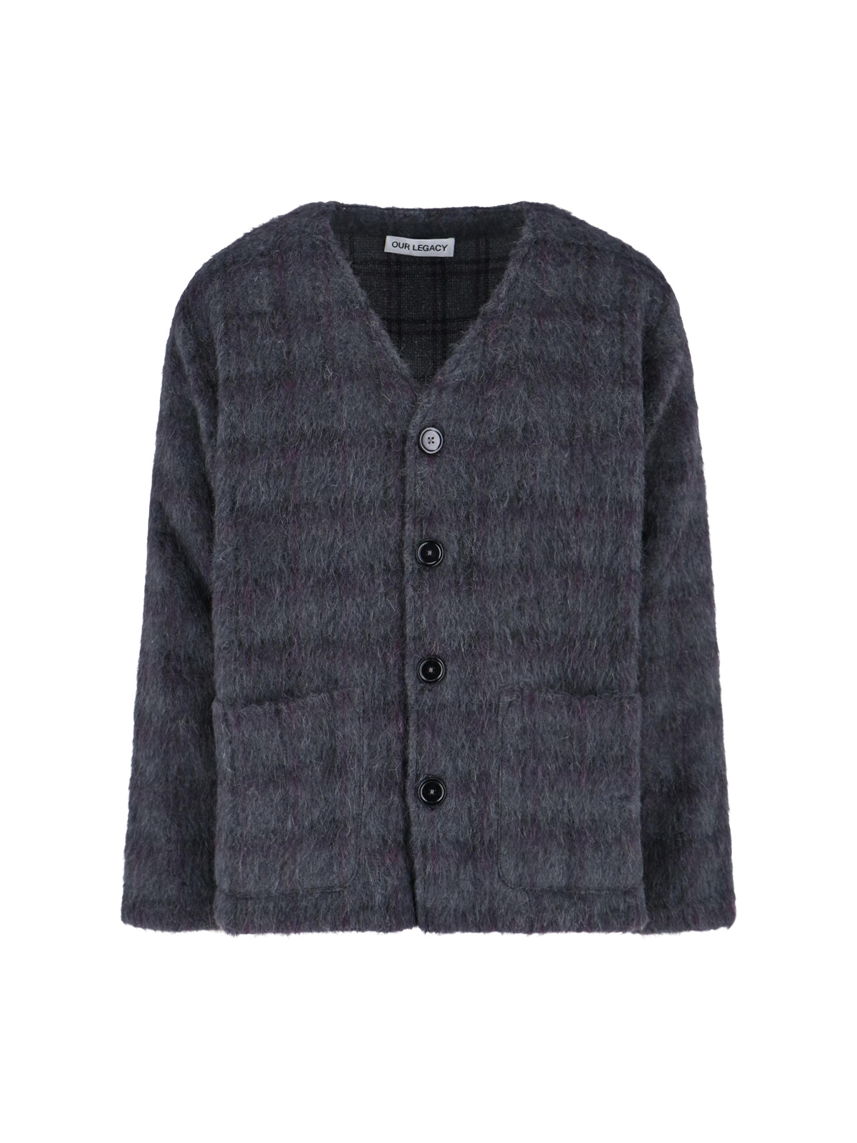 [Our Legacy] Cardigan SS26 M2263CFFUZZED PLUM CHECK HAIRY WOOL