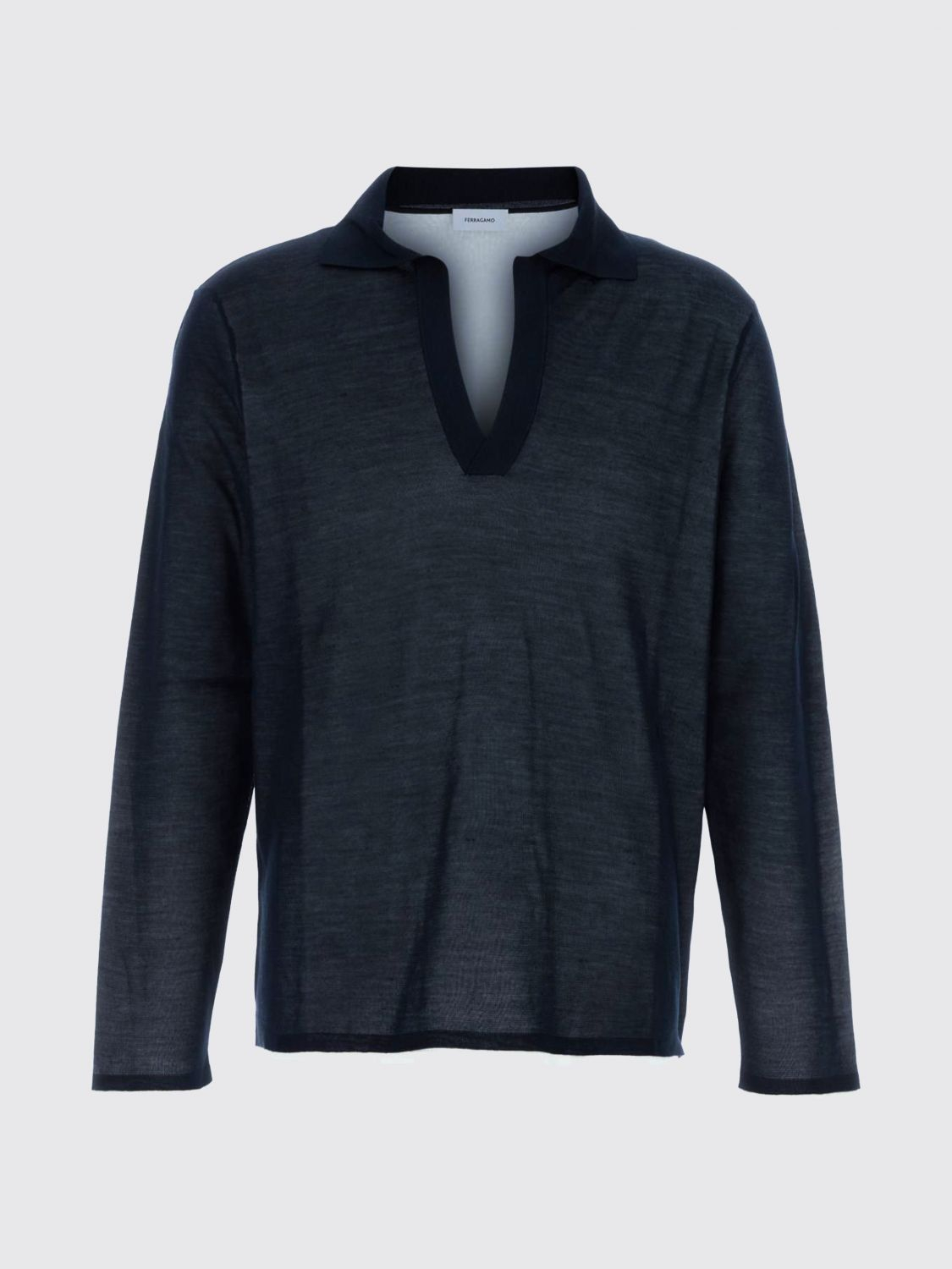 [Ferragamo] T-shirts Long Sleeve SS26 145399 793168 NAVYWHITE