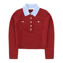 [Self-portrait] T-shirts Long Sleeve FW25 AW25-021TA-BU_BURGUNDY