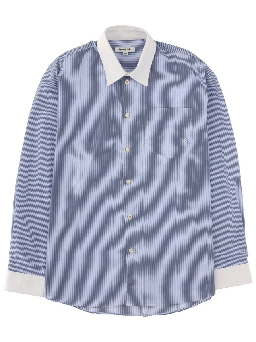[SPORTY&RICH] Shirts Long Sleeve FW25 SI01961302ST09_NAVYSTRIPE