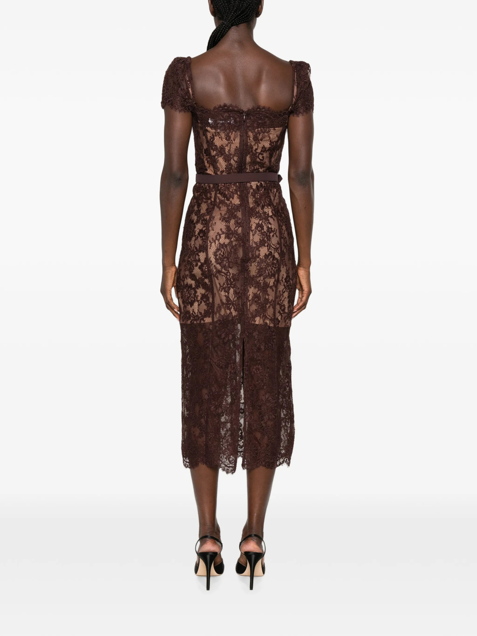 [SELF PORTRAIT] Short sleeve dress FW26 PF26099MABRBROWN