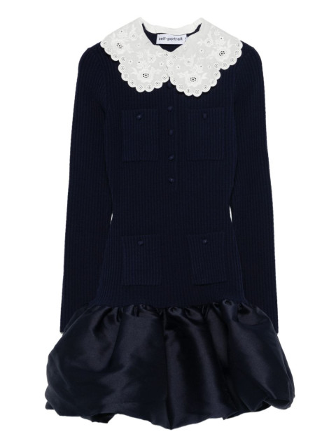[Self - portrait] Short sleeve dress SS26 RS26-106SB-NNAVY