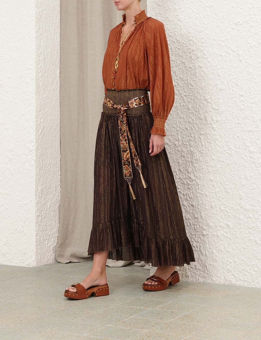 [Zimmermann] Blouse FW26 9005TSS261TAN
