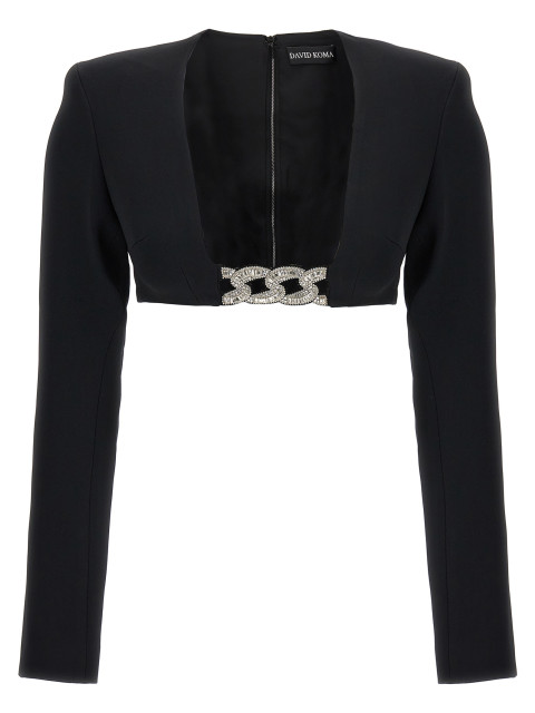 [David Koma] T-shirts Long Sleeve FW23 PF23DK11TBLACKSILVER