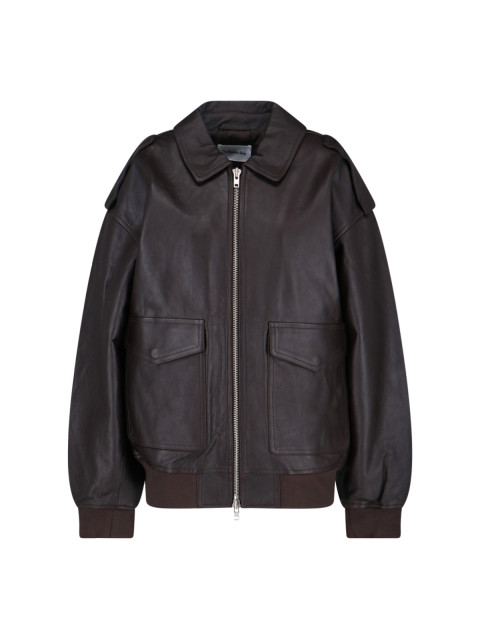 [THE FRANKIE SHOP] Leather Jacket SS26 VIPER LEATHER JACKETBROWN