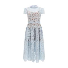 [Self-portrait] Short sleeve dress SS26 RS26-167MB-BL_BLUE
