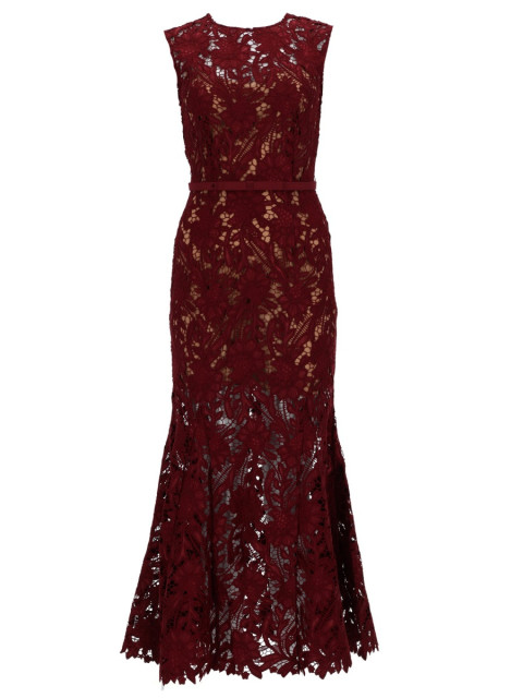 [Self-portrait] Sleeveless dress SS26 RS26-167MA-BU_BURGUNDY