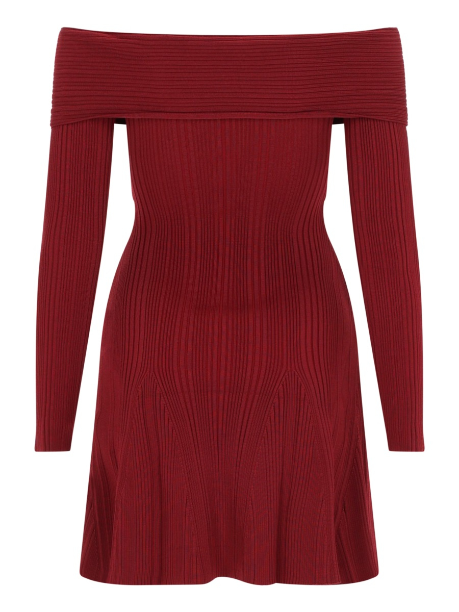 [Self-portrait] Long sleeve dress SS26 RS26-011SA-BU_BURGUNDY