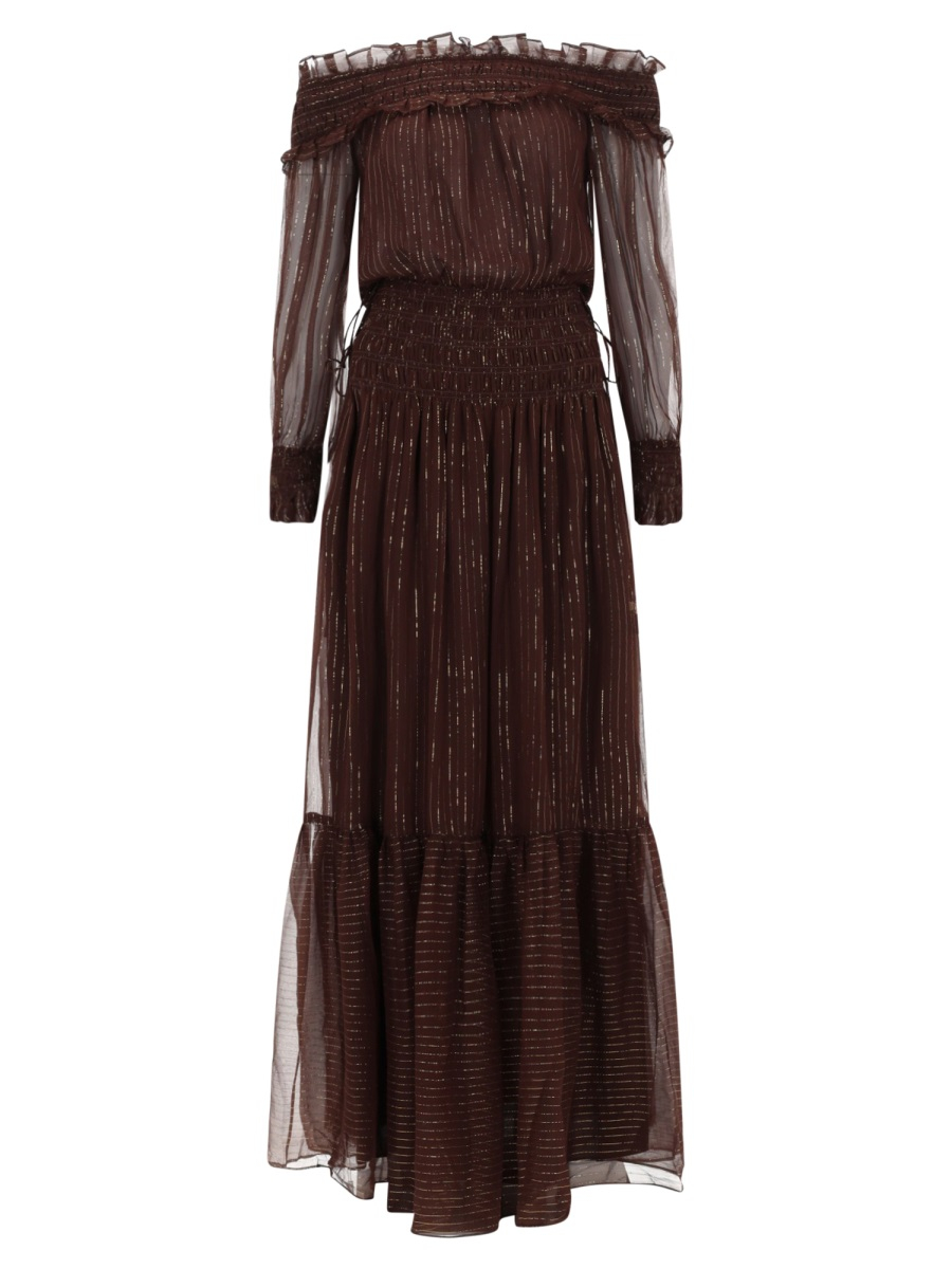 [Self-portrait] Long sleeve dress SS26 RS26-156XA-BR_BROWN