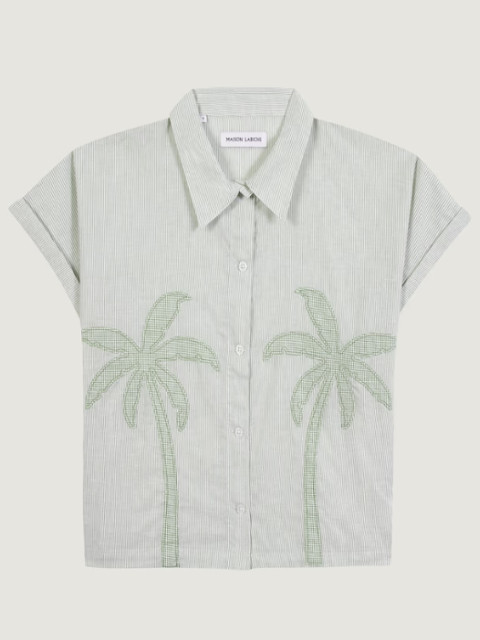 [MAISON LABICHE] Shirts Short Sleeve SS26 ZWSURVILLEPALMLINEN PATCH OLIVE