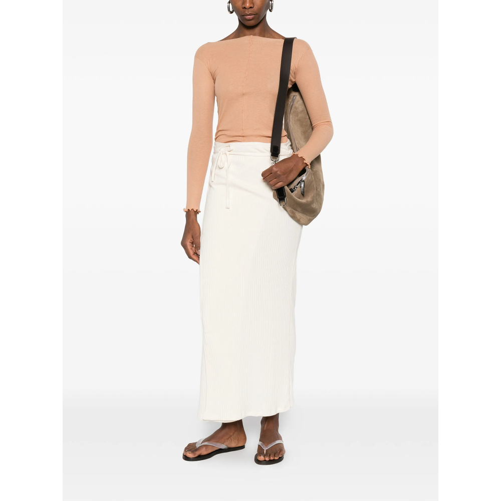 [BASERANGE] Long skirt SS26 SKBR-RIB BRIG OFFWH