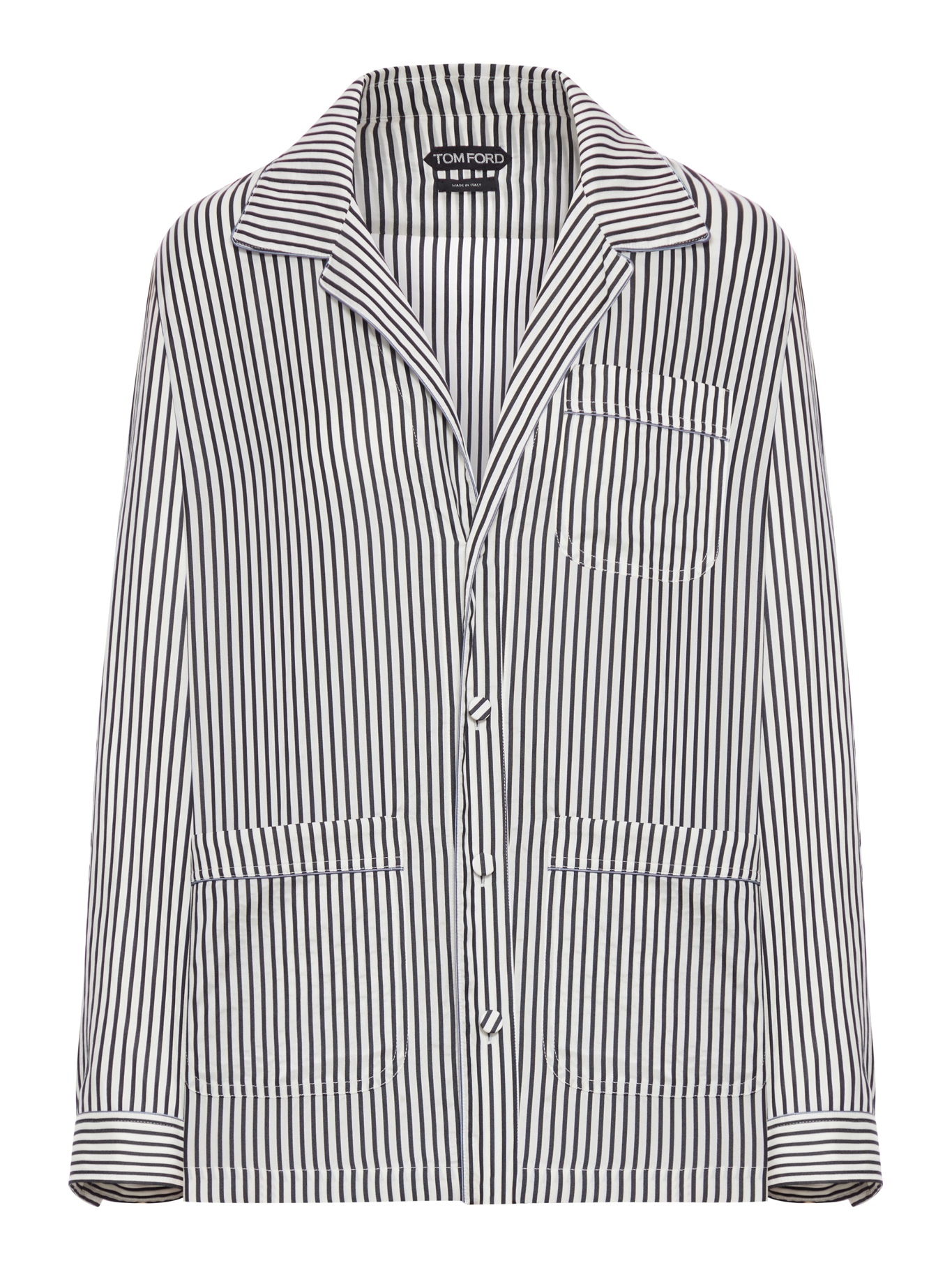 [Tom Ford] Shirts Long Sleeve SS26 CA3335FAX1712NWA BLACK WHITE