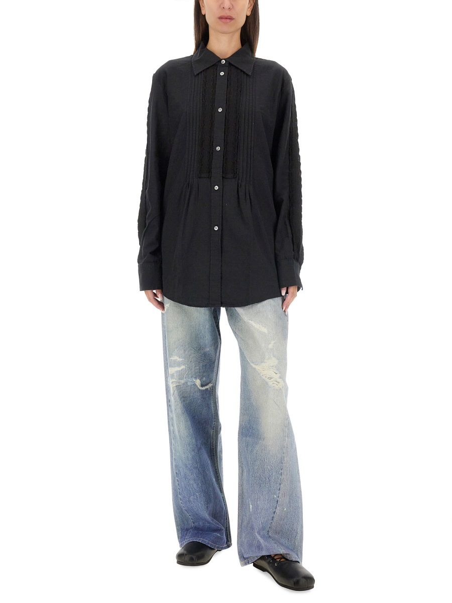 [Our Legacy] Shirts Long Sleeve FW24 W4242SBK_PLEATEDBLACKKITCHENWEAVE