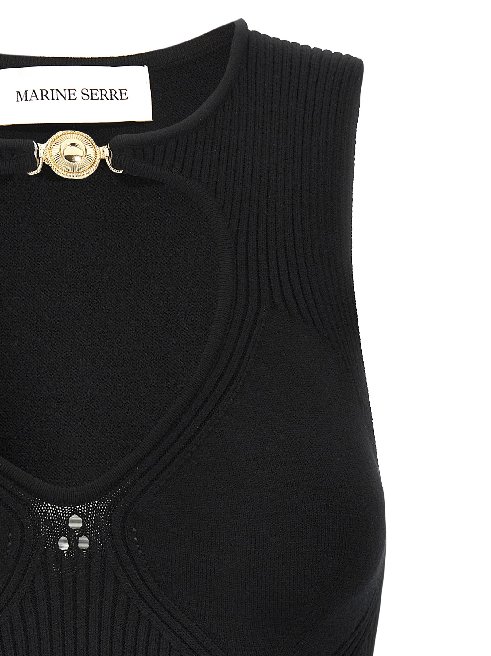 [MARINE SERRE] Tank top SS25 WTK058ACKNI0514BK99