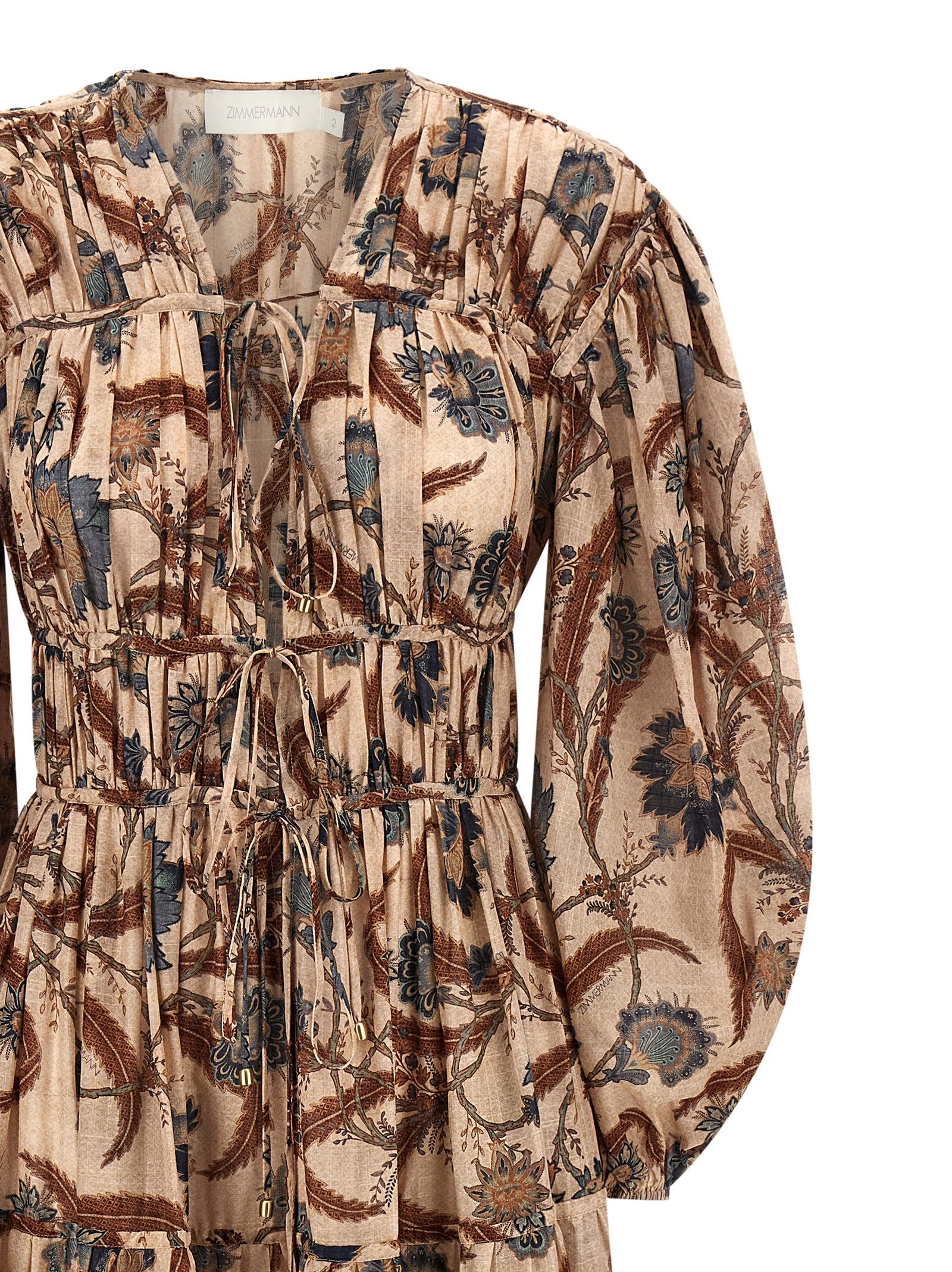 [Zimmermann] Long sleeve dress FW25 4208DSS253BLUINDFLO