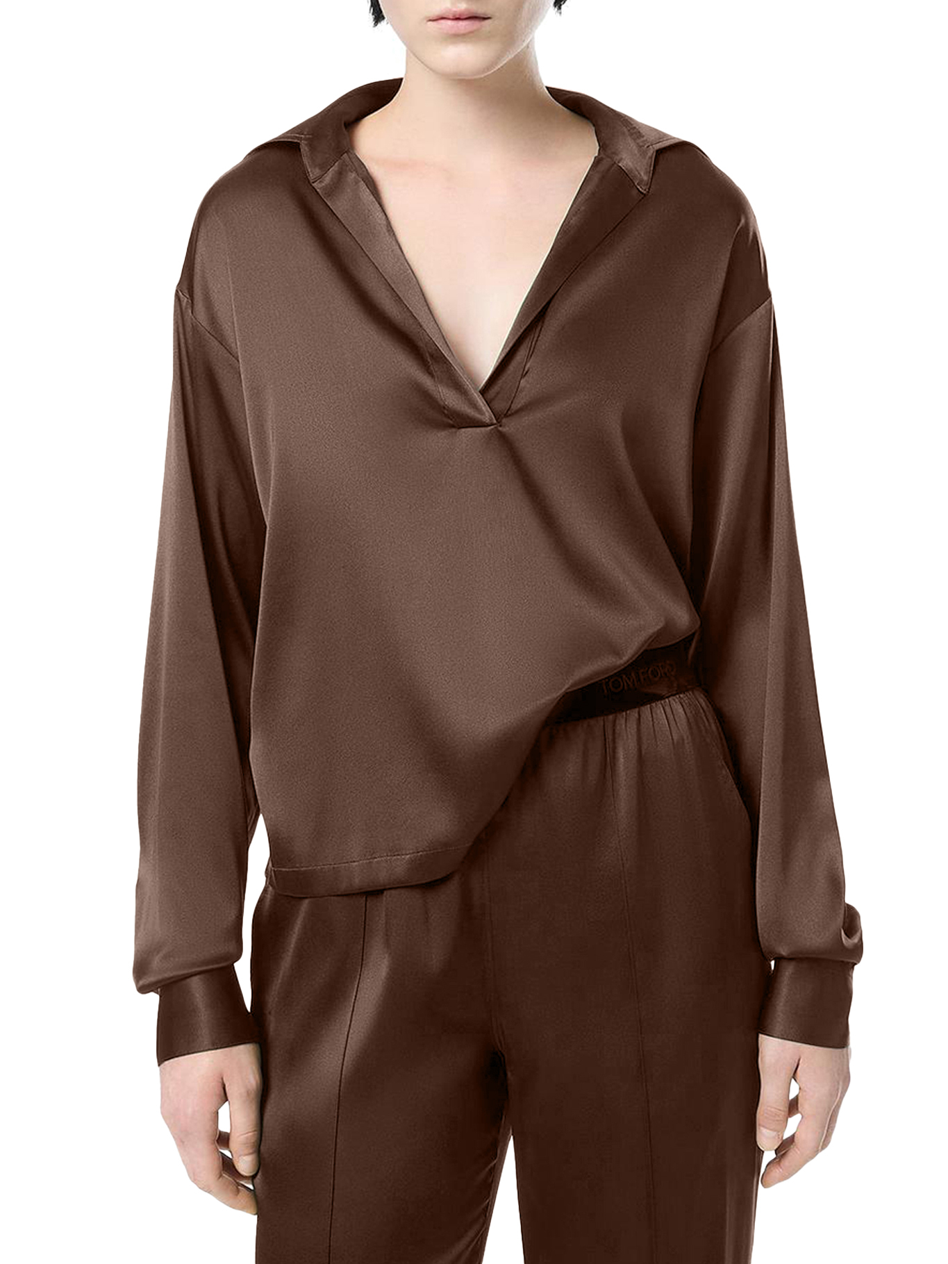 [Tom Ford] Blouse SS26 TS2144FAX881ECD CINNAMON