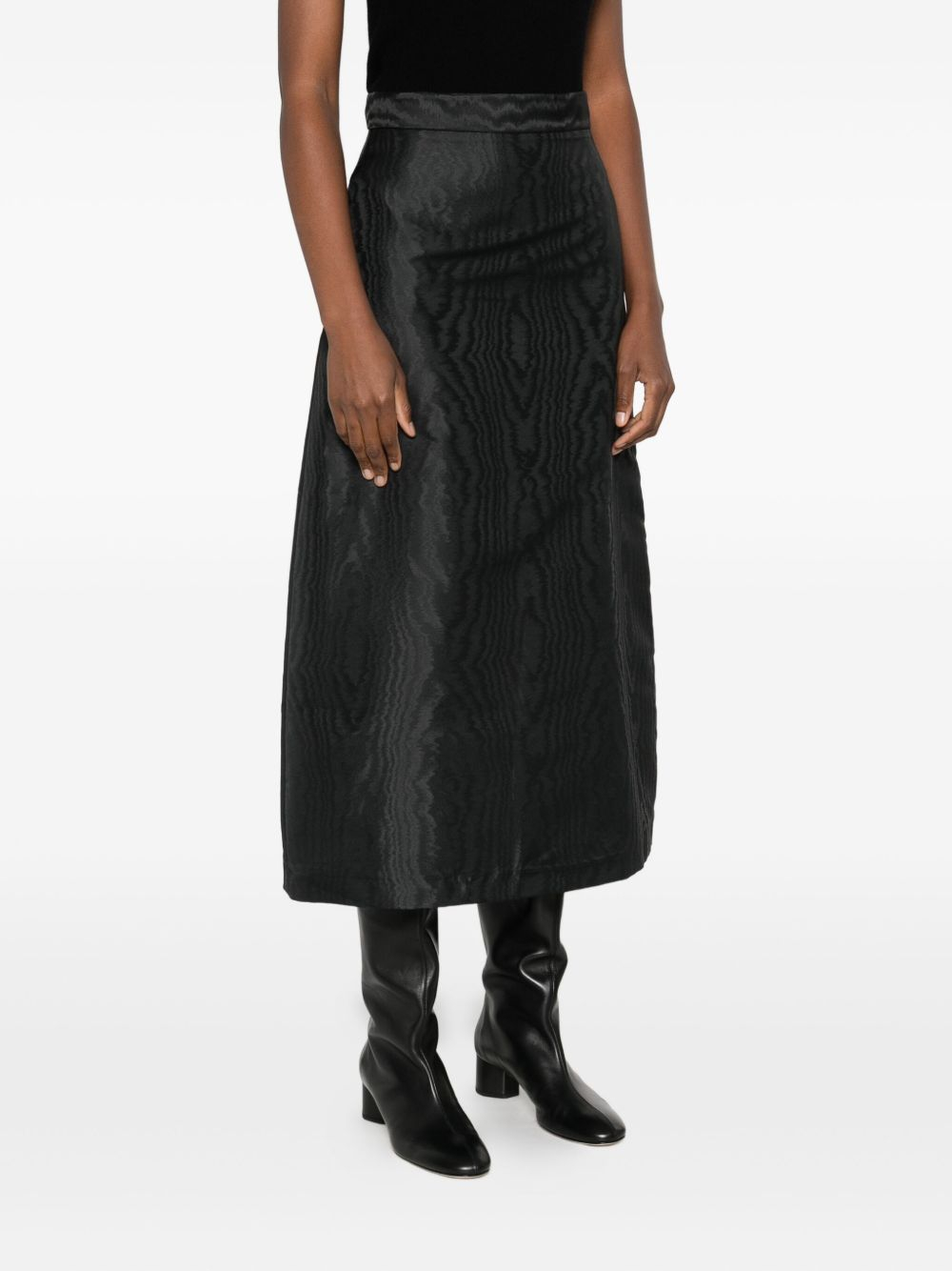 [LUNATICA MILANO] Midi skirt FW25 A-LINEMOIRESOFTBLACK