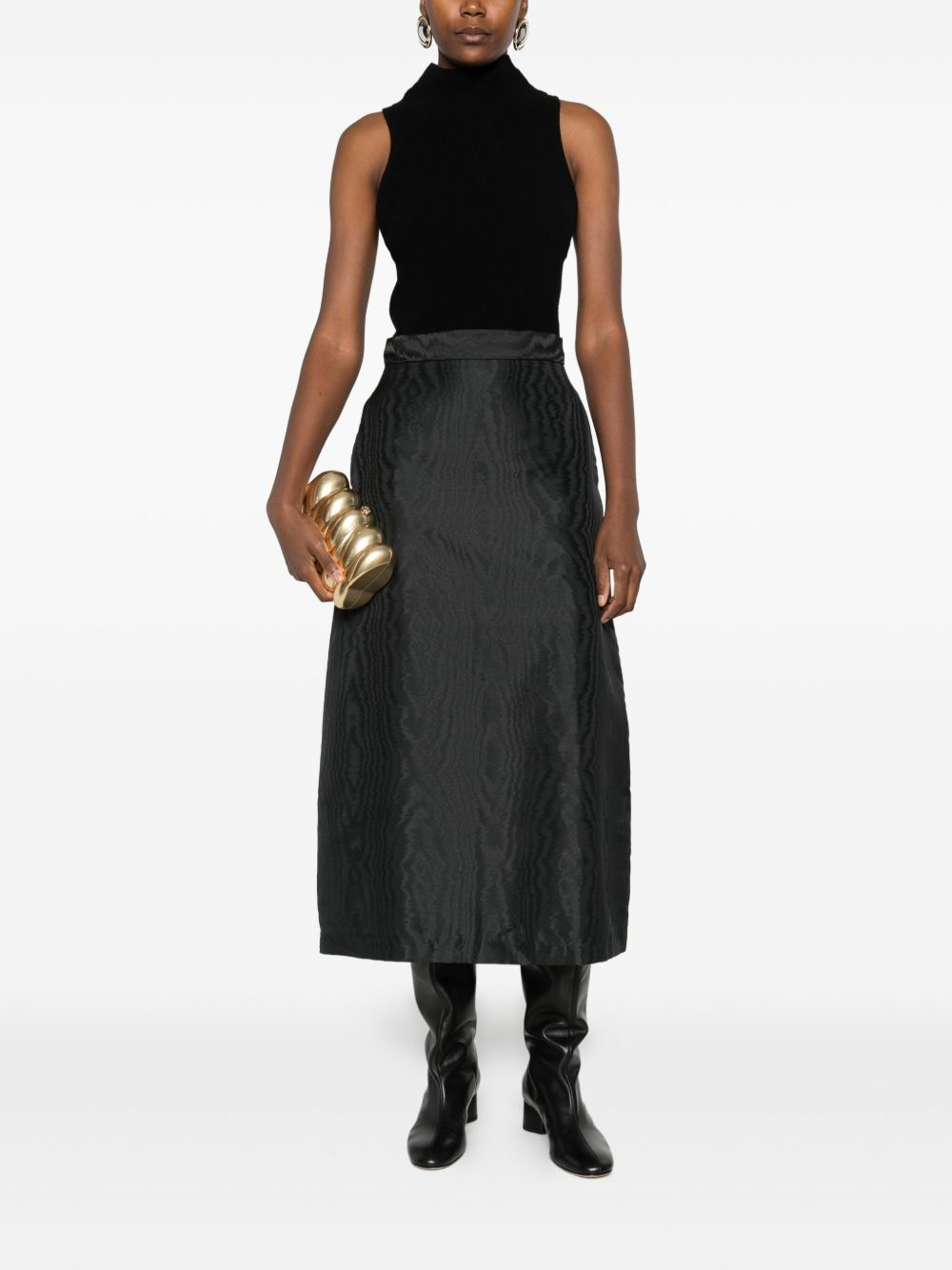 [LUNATICA MILANO] Midi skirt FW25 A-LINEMOIRESOFTBLACK