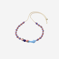 [SORBET ISLAND] Bracelet SS26 MIXEDGLASSBEADDOLPHINPINKRED