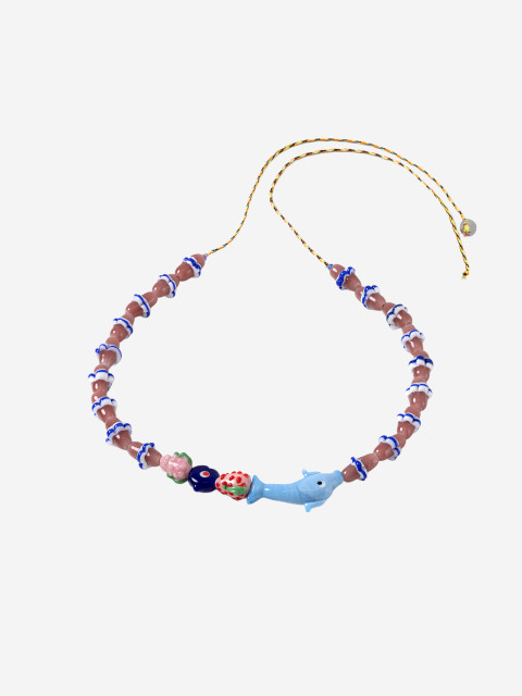 [SORBET ISLAND] Bracelet SS26 MIXEDGLASSBEADDOLPHINPINKRED