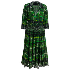 [Samantha Sung] Long sleeve dress FW25 ASTERWATERCOLOR PLAID GREEN