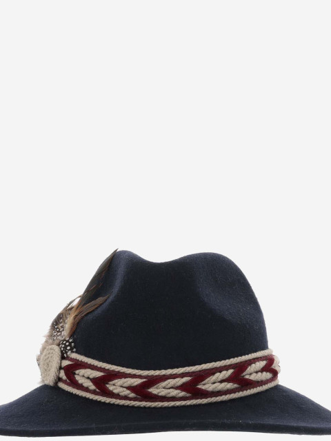 [ALEXIA ALVAREZ DE TOLEDO] Hat FW24 BLUEMARINEFEDORAHATWITHLITTLEFEATHERSNRBLUE